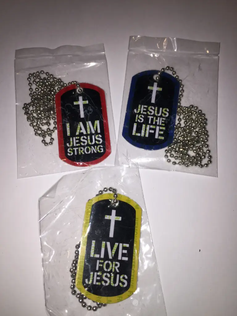 Jesus Strong Dog Tag Necklace - Jesus Is the Life (Red)