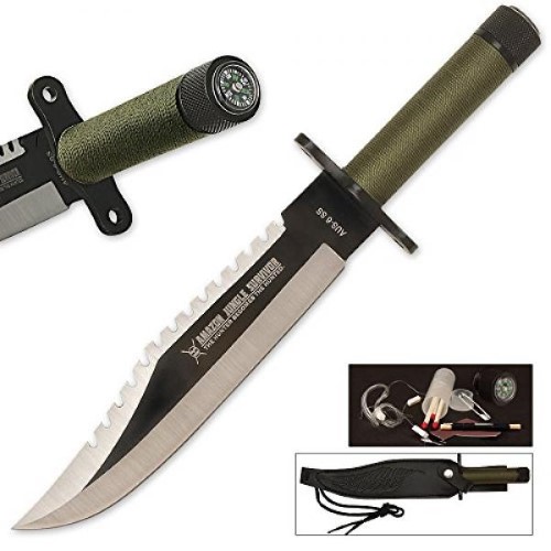 Amazo Jungle Survival Knife with Sheath - BK1805