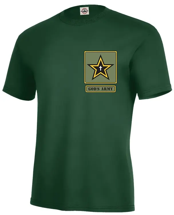 God's Army As A Pocket Print Forest Green Tee -1314 (Small)