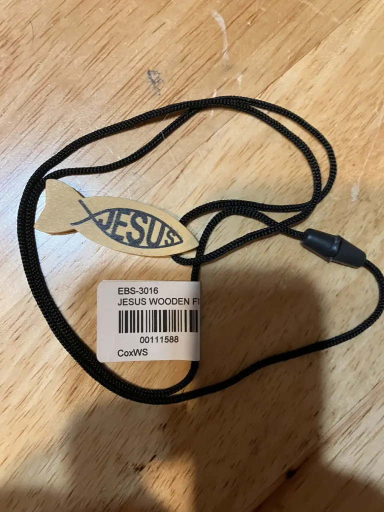 [3016] JESUS WOODEN FISH NECKLACE