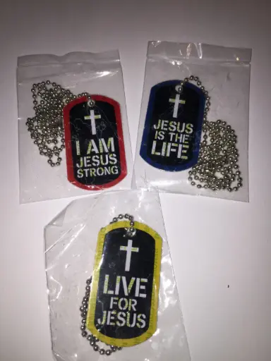 [13714571] Jesus Strong Dog Tag Necklace - Jesus Is the Life